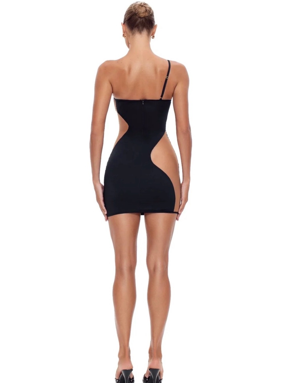CARMEN DRESS NUDE Small Dress | God Save Queens | Black Sheer Bodycon + bag - Picture 3 of 9